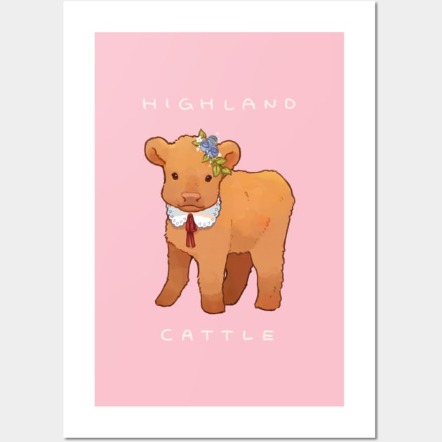 Highland Cattle with a lacey collar Wall Art by You Miichi